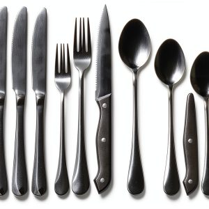Astercook 24-Piece Black Silverware Set Flatware with Steak Knives-0