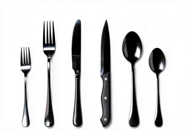 Astercook 24-Piece Black Silverware Set Flatware with Steak Knives-1