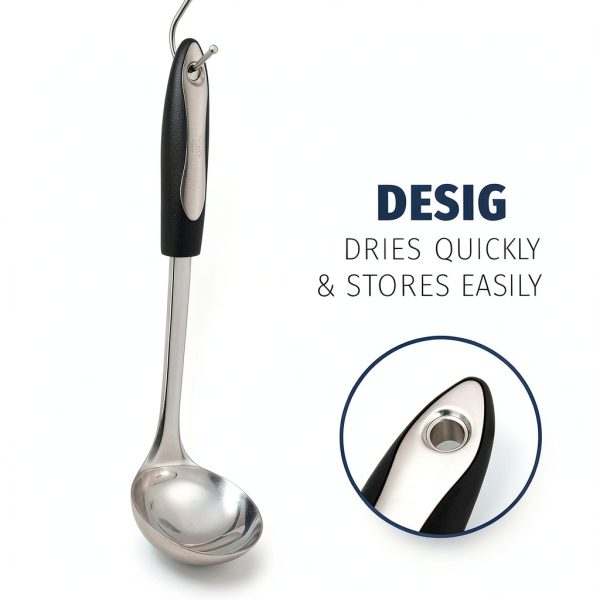 Soup Ladle Zulay Kitchen 12" Steel with Non Slip Silicone Handle-2