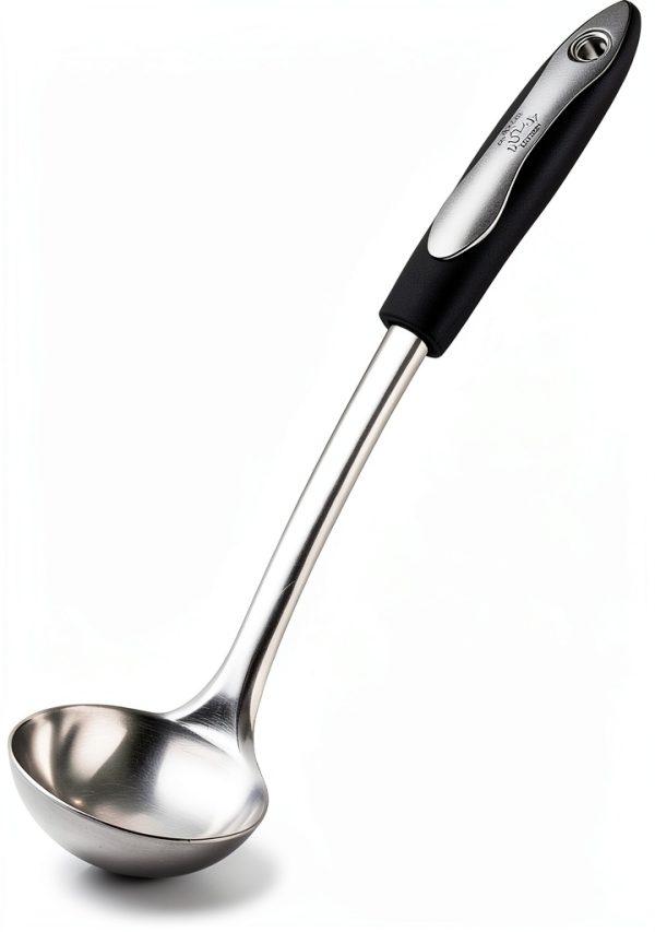 Soup Ladle Zulay Kitchen 12" Steel with Non Slip Silicone Handle-0