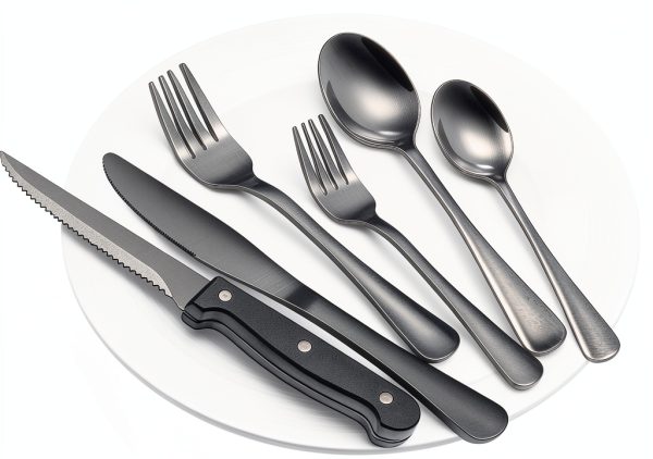 Silverware Set EWFEN 24-Piece Black Flatware for 4 with Steak Knives-4