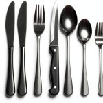 Silverware Set EWFEN 24-Piece Black Flatware for 4 with Steak Knives-0