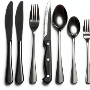 Silverware Set EWFEN 24-Piece Black Flatware for 4 with Steak Knives-0