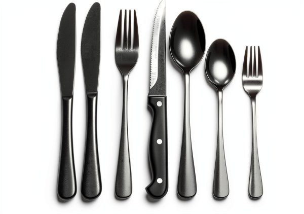 Silverware Set EWFEN 24-Piece Black Flatware for 4 with Steak Knives-0