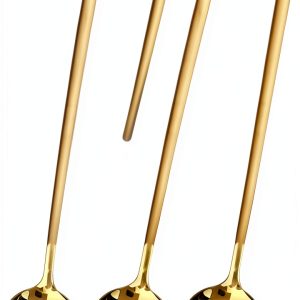 Coffee Spoon 6.7" Long Handle Gold Stainless Steel Set of 4 by GENRICE-0
